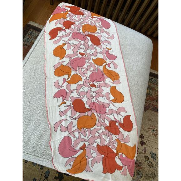 Vintage Hand Rolled Silk Blend Floral Abstract Print Scarf Made In Japan MCM - Picture 3 of 6